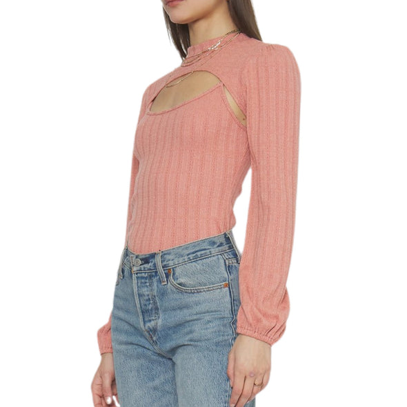 4SI3NNA Monique Bodysuit Front Cut Out - Coral. 