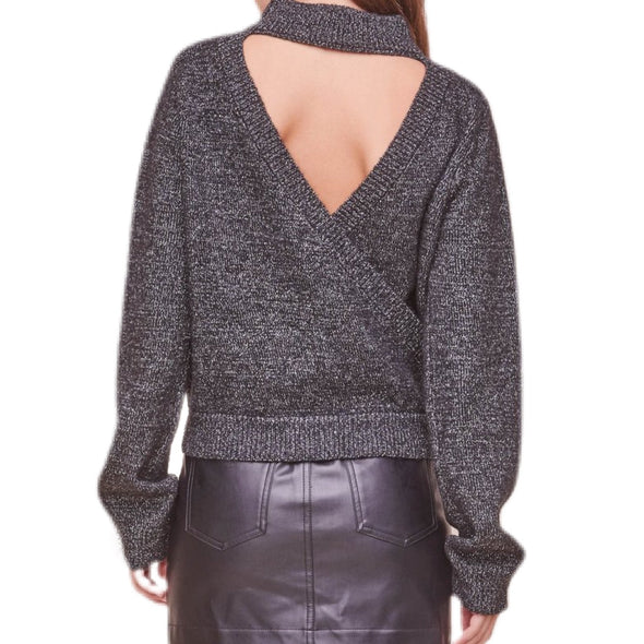 ASTR The Label Arabella Open Back Sweater - Black / Silver 