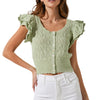 ASTR The Label Myla Ruffle Sleeve Cardigan - Laurel Green