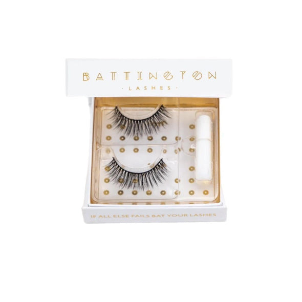 Battington Lashes 3D Silk False Eyelashes: Monroe with Mini Glue 