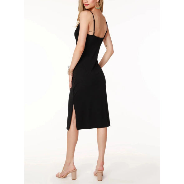 Bobi Cowl Midi Dress - Black 