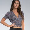 Elan Floral Blouse - Black Garden Leaf Print 