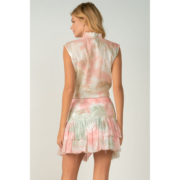 Elan Floral Sleeveless Top - Rose Tie-Dye 