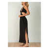 Elan Halter Cut Out Maxi Dress - Black 