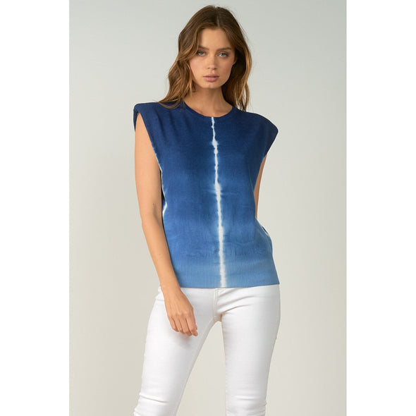 Elan Tate Sleeveless Sweater - Blue Tie-Dye 