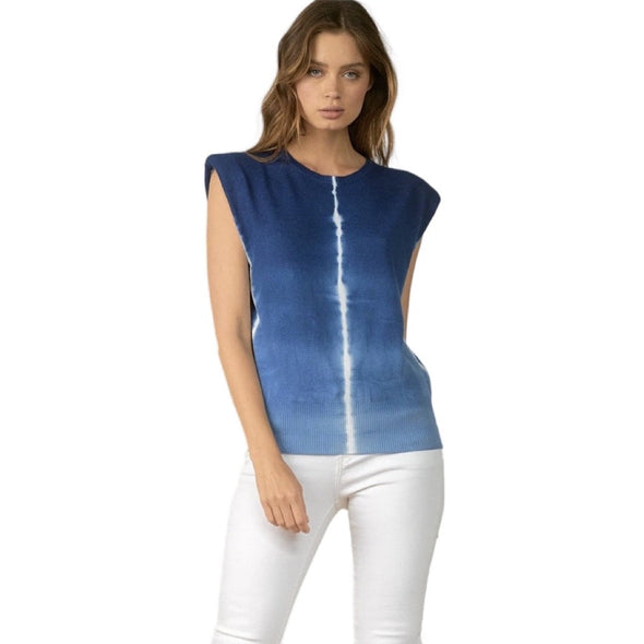 Elan Tate Sleeveless Sweater - Blue Tie-Dye 