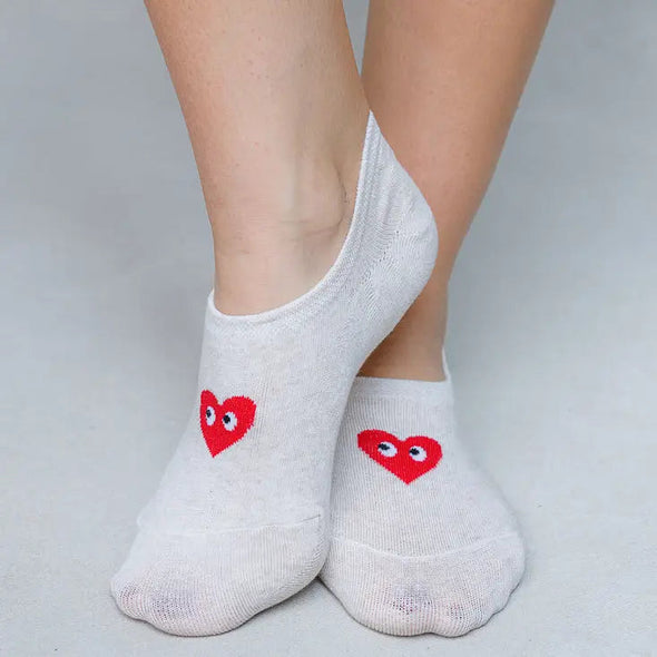 LimLim Eyes Heart You No Show Socks - White 