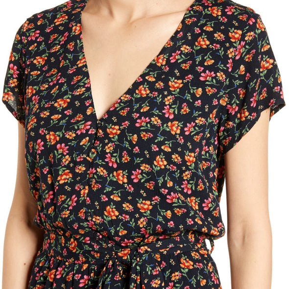 Lost + Wander Party Til Dawn Romper - Black Floral. 