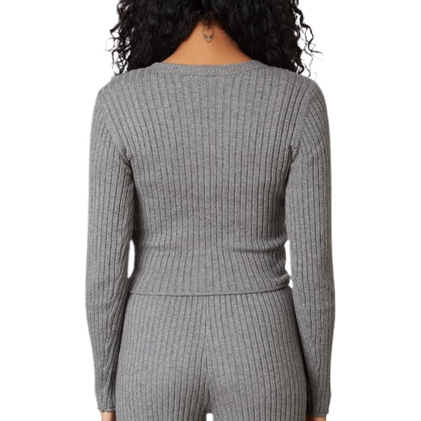 NIA Cropped Cardigan - Charcoal. 