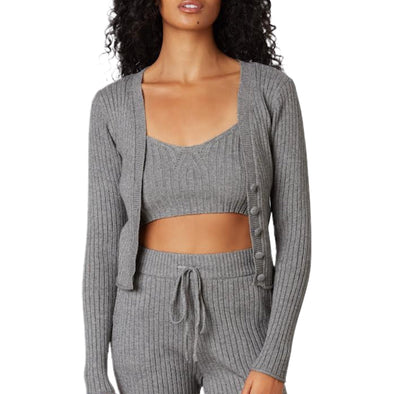 NIA Cropped Cardigan - Charcoal