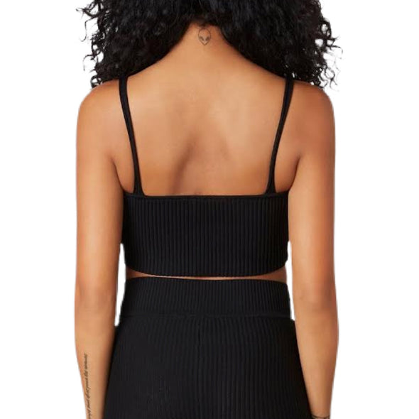 NIA Ribbed Sweater Tank Top - Black. 