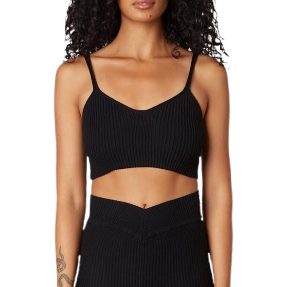 NIA Ribbed Sweater Tank Top - Black