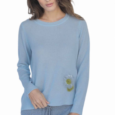 Oats Cashmere Kendra Daisy Sweater - Sky Blue