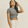 Sage The Label Reyna Mockneck Crop Top - Silver. 