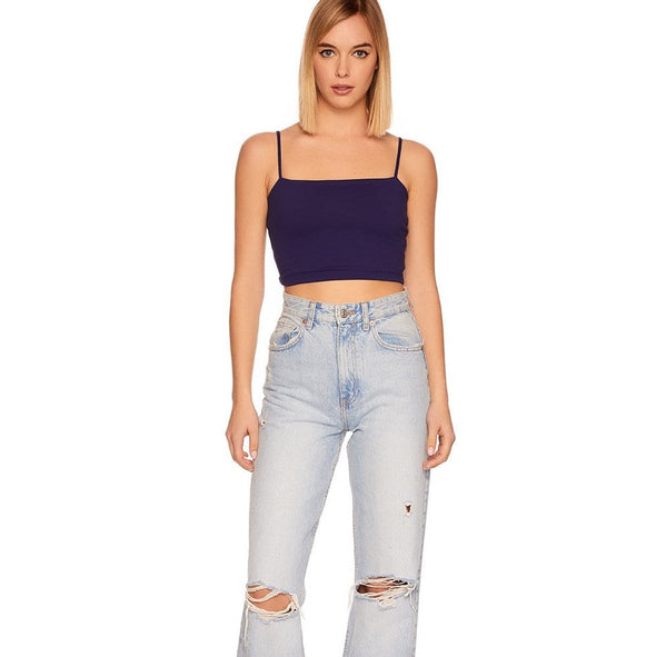 Susana Monaco String Crop Top - Sea Deep. 