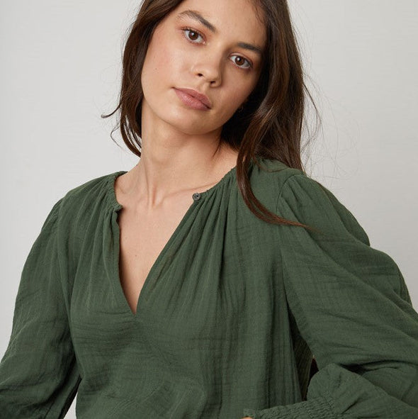 Velvet Cotton Gauze Blouse - Dillweed. 