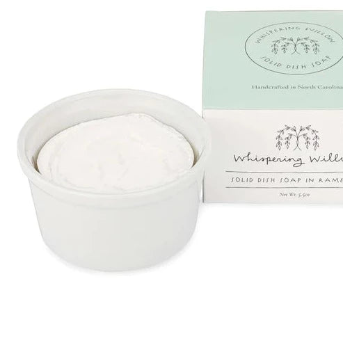 Whispering Willow Lemon Solid Dish Soap in a Ramekin Lemon