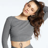 Year of Ours Ribbed Crop Long Sleeve Top - Heather Grey. 